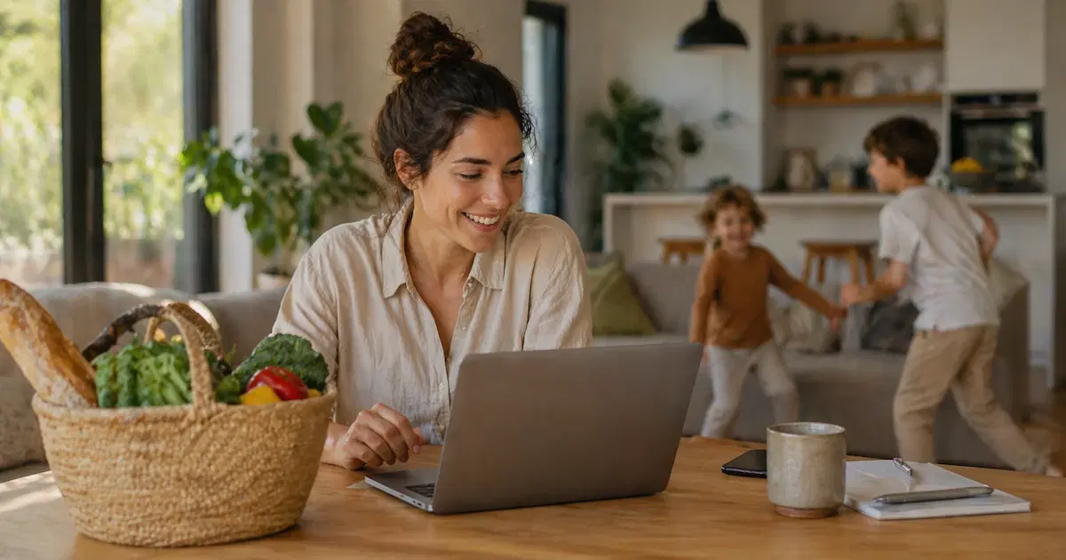 Familie plant den Wocheneinkauf mit cocoduro Einkaufsliste und KI-Einkaufsassistent