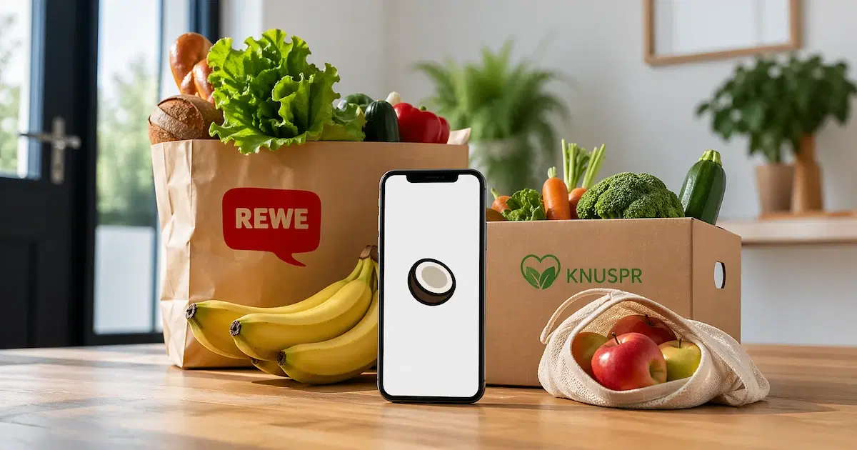 cocoduro Einkaufsliste und KI-Einkaufsassistent verbindet REWE App, Knuspr und Offline-Einkauf