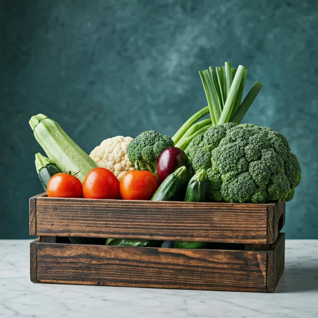 Auswahl frischer Bio-Gemüse und Lebensmittel