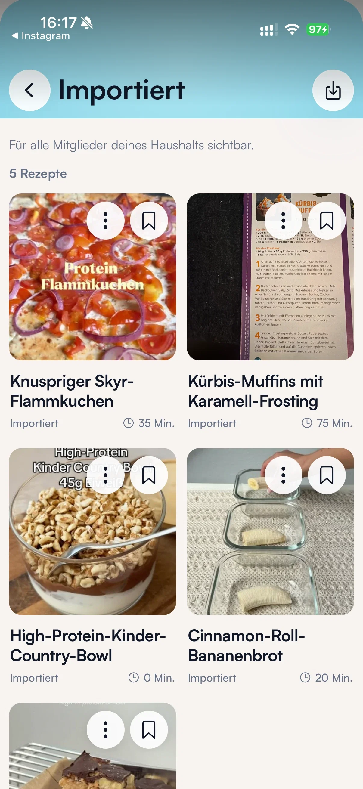 Sammlung importierter Rezepte mit Skyr-Flammkuchen und weiteren Gerichten