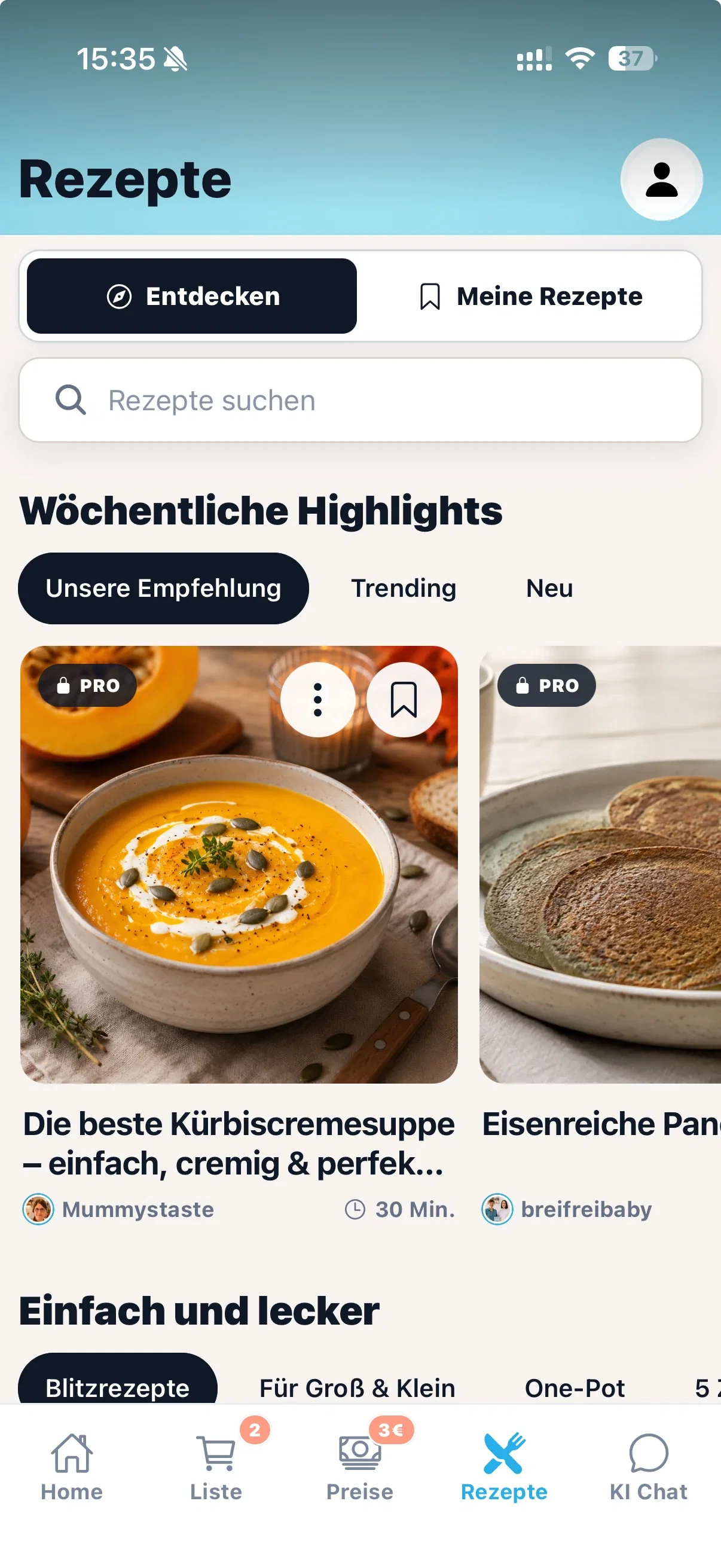 cocoduro Rezeptbereich mit wöchentlichen Highlights von Creatorn
